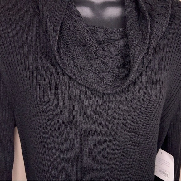 NEW XL CROFT AND BARROW BLACK COWL NECK KNIT SWEATER LONG SLEEVE - Picture 6 of 11